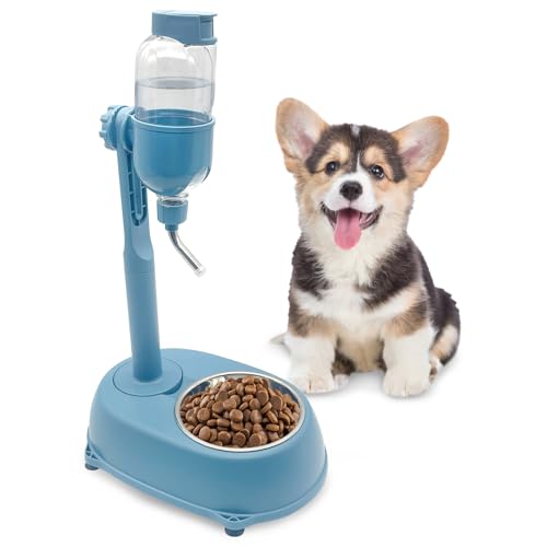 Fhiny Hunde-Wasser-Futterflasche mit Ständer, Spender, automatischer Wasser-Futterschüssel für Käfig, tropffrei, auslaufsicher, verstellbar, erhöhtes Haustier, langsame Wasserflasche, Hundehütte, Fhiny Hunde-Wasser-Futterflasche mit Ständer, Spender, automatischer Wasser-Futterschüssel für Käfig, tropffrei, auslaufsicher, verstellbar, erhöhtes Haustier, langsame Wasserflasche, Hundehütte, von Fhiny