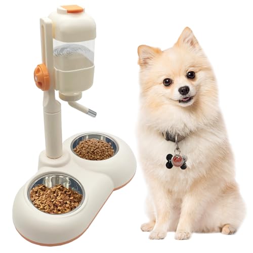 Fhiny Hunde-Wasserflasche mit Ständer, Doppelnapf, verstellbarer automatischer Spender, Wasserfutter für Hundehütte, auslaufsicher, tropffrei, langsames Wasser für den Innenbereich, Welpen, langlebige Fhiny Hunde-Wasserflasche mit Ständer, Doppelnapf, verstellbarer automatischer Spender, Wasserfutter für Hundehütte, auslaufsicher, tropffrei, langsames Wasser für den Innenbereich, Welpen, langlebige von Fhiny