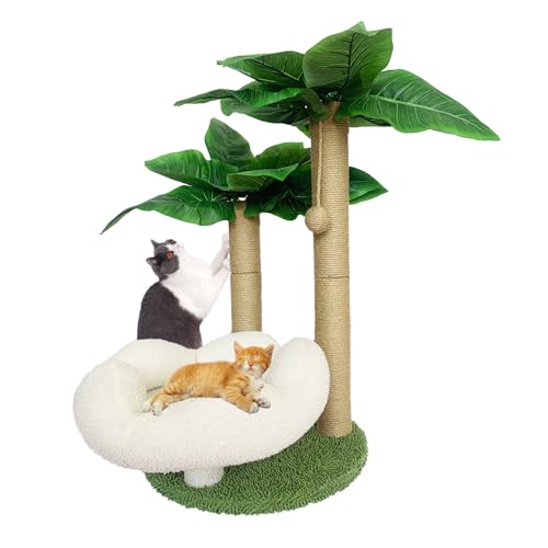 Fhiny Kratzbaum mit 3 Kratzstangen für ausgewachsene Kätzchen, Hängeball, Spielzeug, niedlich, vertikal, für den Innenbereich, große Katze, Kätzchen, Kaninchen, 90 cm hoch von Fhiny