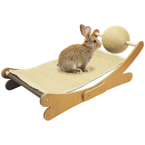 Fhiny Kaninchen Kratzspielzeug, Natürlicher Sisal Bunny Kratzball mit Sisal Pad Kratzbett Hängematte Bunny Claw Interaktives Spielzeug Mini Strandkorb Nagel Kratzbaum Matte Lounge für Indoor Kitten Fhiny Kaninchen Kratzspielzeug, Natürlicher Sisal Bunny Kratzball mit Sisal Pad Kratzbett Hängematte Bunny Claw Interaktives Spielzeug Mini Strandkorb Nagel Kratzbaum Matte Lounge für Indoor Kitten von Fhiny