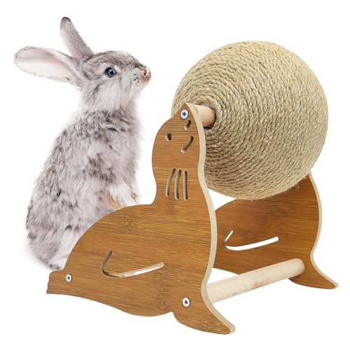 Fhiny Kaninchen Kratzspielzeug, Natürliches Sisal Häschen Spielzeug Kaninchen Kratzball Niedlich Sisal Bunny Claw Scratcher Ball Kaninchen Anreicherung Interaktives Spielzeug Kratzbaum für Kätzchen von Fhiny