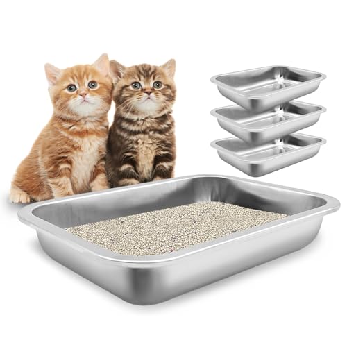 Fhiny Katzentoilette aus Edelstahl, kleine Größe, niedriger Eingang, offenes Katzentoilette, Töpfchentraining, Toilette, Geruchskontrolle, leicht zu reinigen, für Kätzchen, Häschen, (L x B x H): 36,1 Fhiny Katzentoilette aus Edelstahl, kleine Größe, niedriger Eingang, offenes Katzentoilette, Töpfchentraining, Toilette, Geruchskontrolle, leicht zu reinigen, für Kätzchen, Häschen, (L x B x H): 36,1 von Fhiny