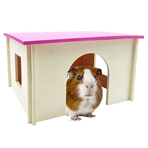 Fhiny Meerschweinchenhaus aus Holz mit Fenster und Dach, abnehmbare Chinchilla Hütte Versteck natürlicher Hamster Habitat Dekor für Hamster, Igel, Eichhörnchen oder andere Kleintiere Fhiny Meerschweinchenhaus aus Holz mit Fenster und Dach, abnehmbare Chinchilla Hütte Versteck natürlicher Hamster Habitat Dekor für Hamster, Igel, Eichhörnchen oder andere Kleintiere von Fhiny