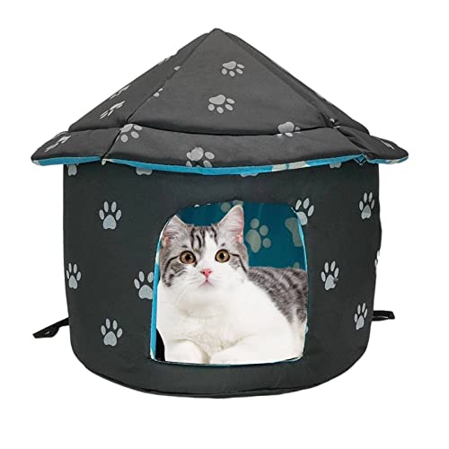 Fhiny Stray Cats Shelter, Waterproof Outdoor Cat Dog House Foldable Warm Pet Cave for Winter Yurt Wild Animal Tent Bed AntiRutsch Kitten Cave Hut for Feral Kitty Puppy Weatherproof (L:45 cm H × 39 von Fhiny