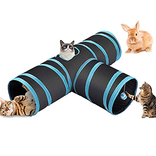 Fhodigogo Katzentunnel-Spielzeug, Kaninchentunnel, Kaninchen-Spielzeug, Kätzchen-Tunnel, 3-Wege-Katzen-Pop-Up-Tunnel, Hamster, kleine Hunde mit Katzentunnel-Tasche von Fhodigogo