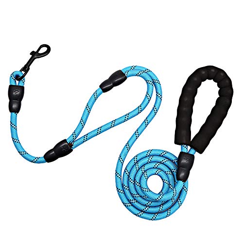 FhodigogoZD Hundeleine 6 FT Übungsleinen für Hunde mit Bequemen Gepolsterten Griff & Reflektierenden der Trainingsleine für Sicherheit Nachts, eignet für Alle Größe Hunde (Blau) von Fhodigogo