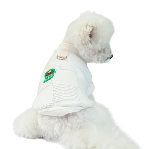 Fhtahun Haustier Kleidung Hund Pullover Shirts mit Geschirr Ring Herbst Winter Spring Pet Kostüm für Kleine Hunde (White, M) von Fhtahun