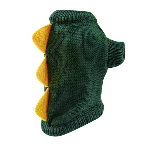 Fhtahun Haustier Kleidung für Kleine Mittlere Hunde & Katzen, Lustiges Dinosaurier Hunde Warm Pullover Cosplay Party Hundekostüm (Green, L) von Fhtahun