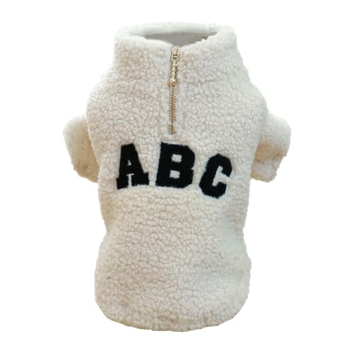 Fhtahun Haustierkleidung, ABC Hunde-Jacket, Hund Warme Pullover Mantel mit Reißverschluss Katzenbekleidung (White, M) von Fhtahun