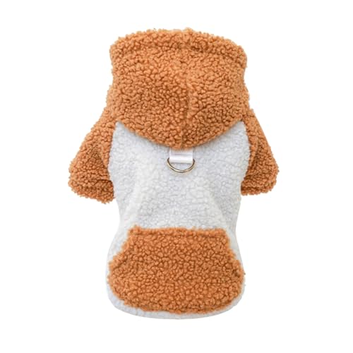 Fhtahun Haustierkleidung Herbst Winter New Warm Plus Koreanische Version Hoodie Warme Farben gegen Kälte Kälte Lammwoll-Traktions-Hoodie Hundezubehör Versandhandel (Brown, L) von Fhtahun