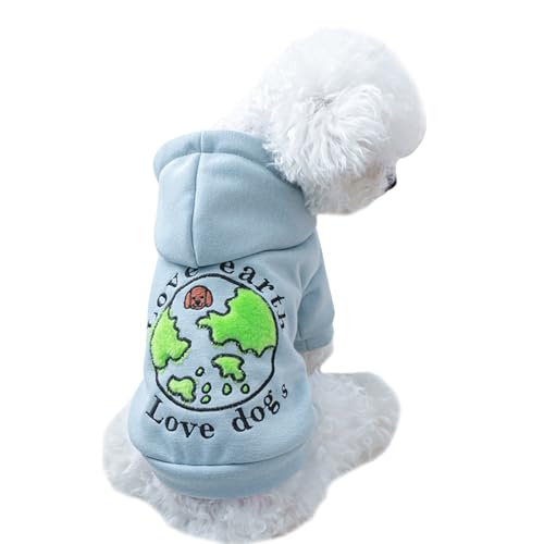 Fhtahun Hoodie für Hunde Katze, Love Earth Love Dogs Kapuzenpullis Sweatshirt Warme Hundepullover Welpe Haustier Kleidung (A, L) von Fhtahun