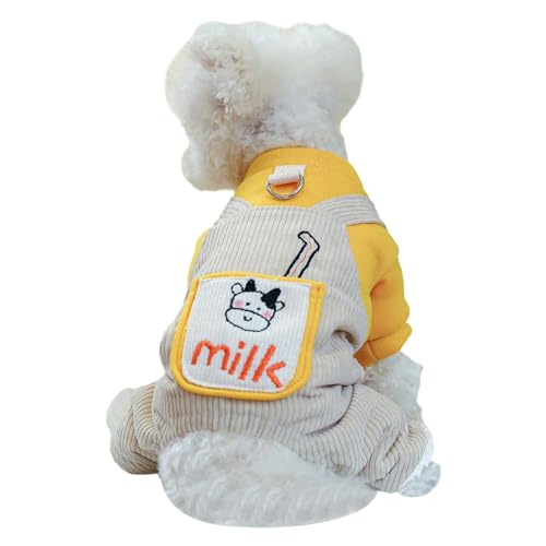 Fhtahun Hunde-Katzen-Kleidung mit wolleverdicktem Winter-dickem, warmem Milchkarton-Baumwollmantel Hundejacke Für Französische Bulldogge (Yellow, XS) von Fhtahun