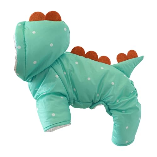 Fhtahun Hunde- Katzenbekleidung, Dinosaurier-Baumwollgefüllt Mantel, Windproof Warme Hoodie Jacket Haustierkleidung Kleine Mittelgroße Katzen Hunde (Green, XL) von Fhtahun