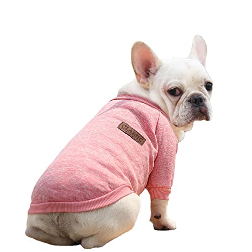 Fhtahun Pet Dog Puppy Classic Sweater, Haustier Katze Hundepullover, Katzenkleidung Bequeme Haustiermantel-Kostüm Warme Pullover Bekleidung für Welpen Kleiner Mittlerer Hund (Pink, L) von Fhtahun