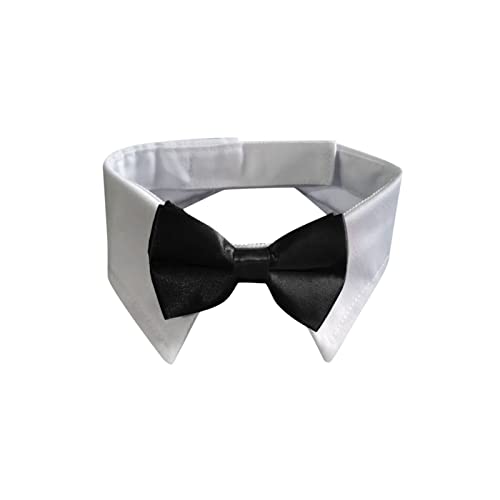 Verstellbares Halsband für Hunde, Hundehalsband mit schwarzer Krawatte, Hochzeit, formelle Hundehalsbänder für kleine, mittelgroße Hunde, Haustiere, , Bogenhalsband Hundehalsband Für Hunde (Black, L) von Fhtahun