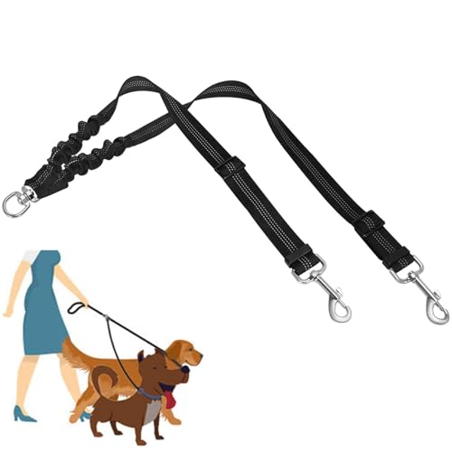 Doppelendige Hundeleine für Hunde, 360° drehbar, Bungee-Stretch, reflektierend, für mittelgroße und große Hunde, doppelte Hundeleinenkupplung für Spaziergänge mit 2 mittelgroßen Hunden (Farbe: Doppelendige Hundeleine für Hunde, 360° drehbar, Bungee-Stretch, reflektierend, für mittelgroße und große Hunde, doppelte Hundeleinenkupplung für Spaziergänge mit 2 mittelgroßen Hunden (Farbe: von Fiacvrs