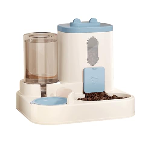 Fiauli Cat Food-Spender mit Wasserschüssel Automatische Haustier-Feeder für Katzen 2-in-1 1600 ml 800 ml Set Intelligente Fütterungsstation Einstellbarer Winkel Spritzsicher Blau von Fiauli