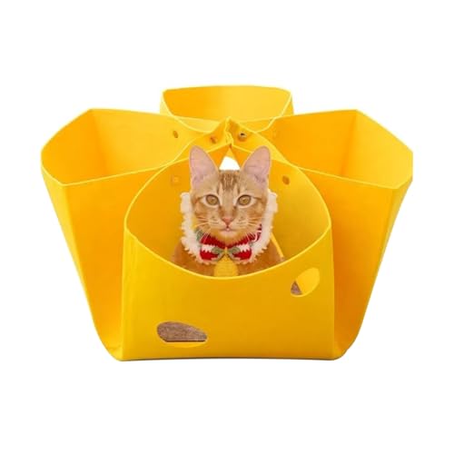 Fiauli Katzenbettspiel-Tunnel Falten Filznest-Form-Formspielzeug Haustier Haus für Katzen Kätzchen Welpen kleine Tiere langlebige Anti-Kratzer-Design interaktiv Gelb von Fiauli