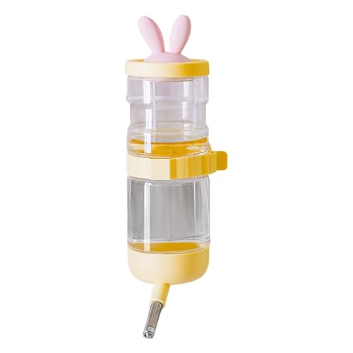 Fiauli Kleine tierwasserflasche tropffreie Haustierspender 550/950 ml Hamster Automatische Trinkfuttermittel für Kaninchen Frettchen Meerschweinchen Igel Chinchillas Gelb 950ml von Fiauli