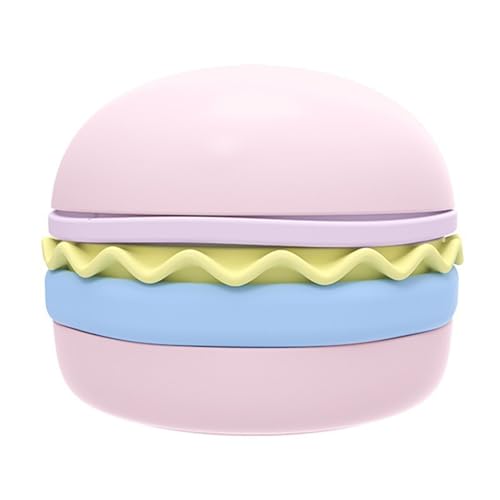 Fiauli Portable Pet Bowl Burger Burger-förmige Set 5-teilige handgefertigte Tischgeschirr für Katzen Hunde Leichtes Silikon Melamin-Fütterungsschalen verschüttet. Rosa von Fiauli
