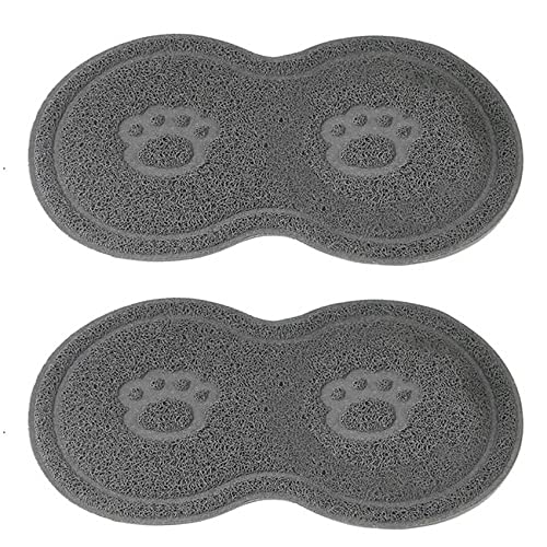 Ficher 2X Pet Food PVC Mat Waterproof Non-Pet Feeding Mat Pet Bowl Mat, Pet Feeding Tray for Cats and (Grey) von Ficher