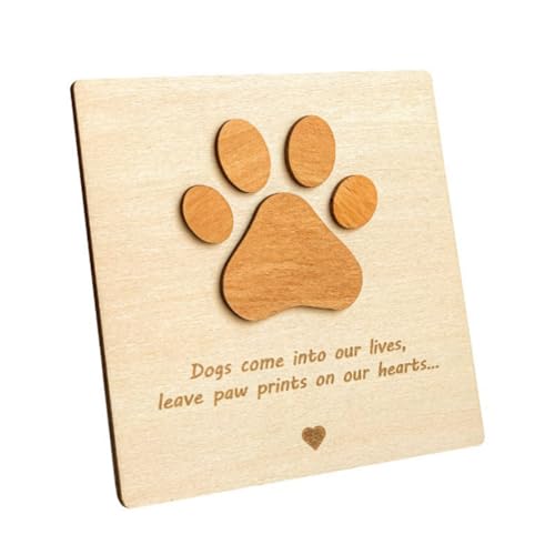 Ficher Beileidskarten für Hunde aus Holz für Hunde – Beileidskarte für Haustierverlust, Beileidsgeschenk für den Verlust des Hundes, langlebig, einfach zu bedienen von Ficher