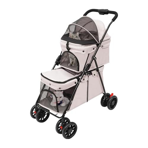 Fichiouy 2 Etagen Hundewagen Haustiere Buggy bis 20kg, Faltbarer Hundebuggy,Katzenwagen für Kleine und Mittelgroße Hunde, Doppelstock Transportwagen mit Belüftungsnetz & Bremsen Fichiouy 2 Etagen Hundewagen Haustiere Buggy bis 20kg, Faltbarer Hundebuggy,Katzenwagen für Kleine und Mittelgroße Hunde, Doppelstock Transportwagen mit Belüftungsnetz & Bremsen von Fichiouy
