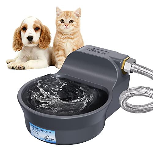 Automatischer Wasserspender für Hunde, 1,9 cm, Wasserspender für 1,9 cm Wasserhähne, automatischer Haustier-Wasserspender für Hunde, Huhn, Outdoor-Wassernapf, inklusive 1,5 m Wasserschlauch von Ficuswin
