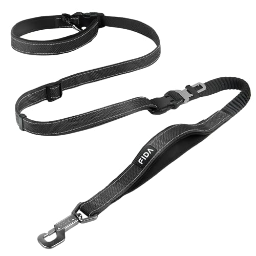 Fida 6-in-1-Hundeleine, strapazierfähig, reflektierend, mit Autositz-Clip, verstellbar für Laufen, Wandern, stoßdämpfendes Bungee, doppelt gepolsterte, abnehmbare Griffe, Schwarz Fida 6-in-1-Hundeleine, strapazierfähig, reflektierend, mit Autositz-Clip, verstellbar für Laufen, Wandern, stoßdämpfendes Bungee, doppelt gepolsterte, abnehmbare Griffe, Schwarz von Fida