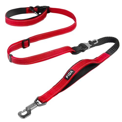 Fida 6-in-1-Hundeleine mit Autositz-Clip, verstellbar, zum Laufen, Wandern, stoßdämpfendes Bungee, doppelt gepolsterte, abnehmbare Griffe, Rot Fida 6-in-1-Hundeleine mit Autositz-Clip, verstellbar, zum Laufen, Wandern, stoßdämpfendes Bungee, doppelt gepolsterte, abnehmbare Griffe, Rot von Fida