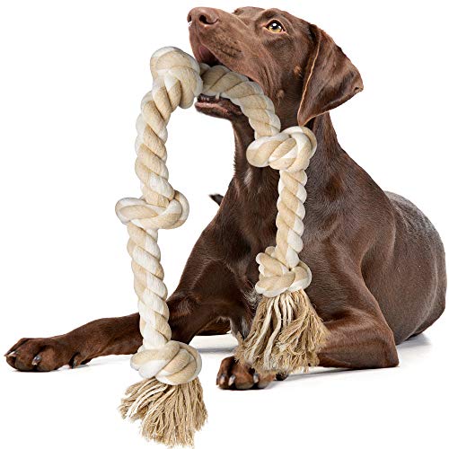 Fida Hundespielzeug für große/mittelgroße aggressive Kauer, robustes Seil-Kauspielzeug, 91 cm, 5 Knoten, unzerstörbar, natürliche Baumwolle, Zerren, Ziehseil, Zahnreinigung von Fida