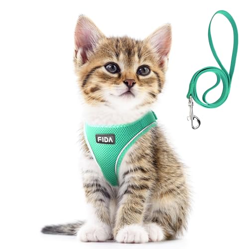 Fida Katzengeschirr und Leine, Set für Spaziergänge mit Kätzchen und Welpen, ausbruchsicheres Kätzchengeschirr mit atmungsaktivem, leichtem, weichem Netzgewebe, verstellbares reflektierendes Fida Katzengeschirr und Leine, Set für Spaziergänge mit Kätzchen und Welpen, ausbruchsicheres Kätzchengeschirr mit atmungsaktivem, leichtem, weichem Netzgewebe, verstellbares reflektierendes von Fida