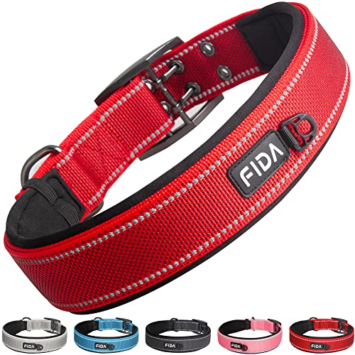 Fida Strapazierfähiges Hundehalsband, 3,8 cm breit, ultraweiches Neopren, gepolstert, verstellbar, reflektierendes Nylon, Haustierhalsband mit zwei Metall-Gürtelschnallen für große/XL-Rassen (Größe Fida Strapazierfähiges Hundehalsband, 3,8 cm breit, ultraweiches Neopren, gepolstert, verstellbar, reflektierendes Nylon, Haustierhalsband mit zwei Metall-Gürtelschnallen für große/XL-Rassen (Größe von Fida