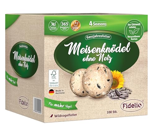 Fidelio Meisenknödel ohne Netz, ganzjähriges Wildvogelfutter proteinreich/energiereich, hochwertiges Vogelfutter für Wildvögel, 100 Stück im Karton aus FSC-zertifizierter Produktion, 8.3 kg Fidelio Meisenknödel ohne Netz, ganzjähriges Wildvogelfutter proteinreich/energiereich, hochwertiges Vogelfutter für Wildvögel, 100 Stück im Karton aus FSC-zertifizierter Produktion, 8.3 kg von Fidelio