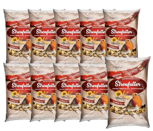 Fidelio Wildvogelfutter, Streufutter, Ganzjahresfutter proteinreich/energiereich, hochwertiges Vogelfutter für Wildvögel, 10 x 1 kg (10 kg) von Fidelio