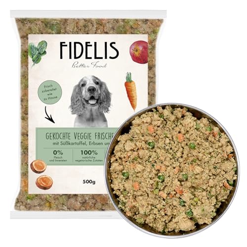 Fidelis - Gekochtes Frische-Menü Veggie für Hunde 10 x 500g - Premium vegetarisches Hunde Futter mit 100% frischen Zutaten - Proteinhaltiges Hundefutter nass Nicht extrudiert - Zucker- & Getreidefrei von Fidelis