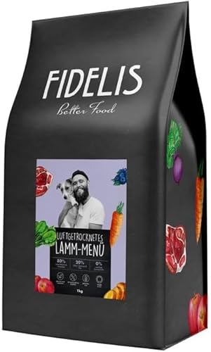 Fidelis - Getrocknetes Lamm-Menü für Hunde 1kg - Premium Hundefutter trocken mit 80% Fleischanteil, Gemüse & Obst - Proteinhaltiges Trockenfutter Hund schonend getrocknet - Zucker- & Getreidefrei von Fidelis