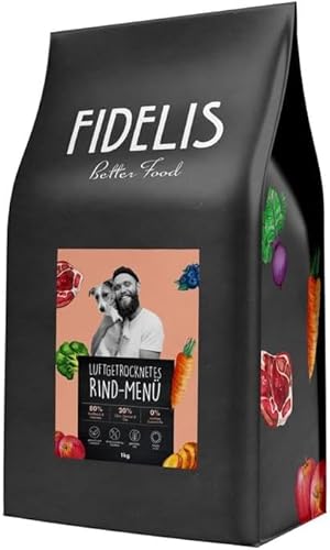 Fidelis - Getrocknetes Rind-Menü für Hunde 5kg - Premium Hundefutter trocken mit 80% Fleischanteil, Gemüse & Obst - Proteinhaltiges Trockenfutter Hund luftgetrocknet - Zucker- & Getreidefrei von Fidelis