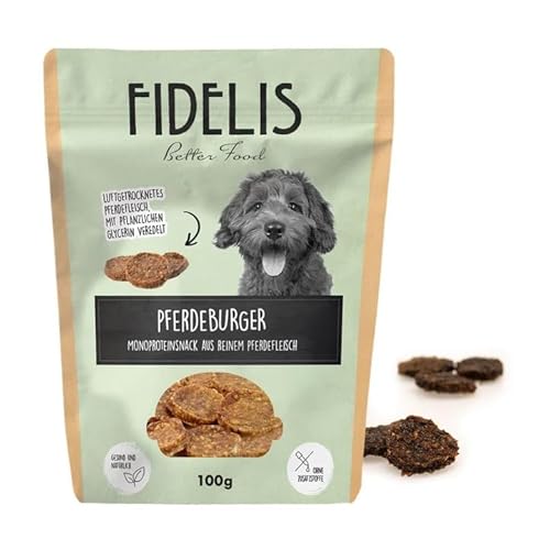 Fidelis - Premium Naturleckerlis für Hunde: Luftgetrocknete Hunde Leckerlis aus 100% natürlichen Rohstoffen - Pferdefleisch, Glycerin - 100 Gramm Fidelis - Premium Naturleckerlis für Hunde: Luftgetrocknete Hunde Leckerlis aus 100% natürlichen Rohstoffen - Pferdefleisch, Glycerin - 100 Gramm von Fidelis