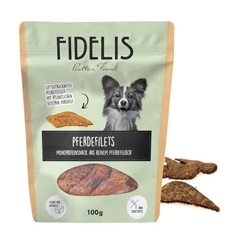 Fidelis - Pferdefilet Streifen für Hunde 100gr - Luftgetrocknete Hunde Leckerlis aus 100% natürlichen Rohstoffen - Hunde Leckerli als Snack für zwischendurch Fidelis - Pferdefilet Streifen für Hunde 100gr - Luftgetrocknete Hunde Leckerlis aus 100% natürlichen Rohstoffen - Hunde Leckerli als Snack für zwischendurch von Fidelis
