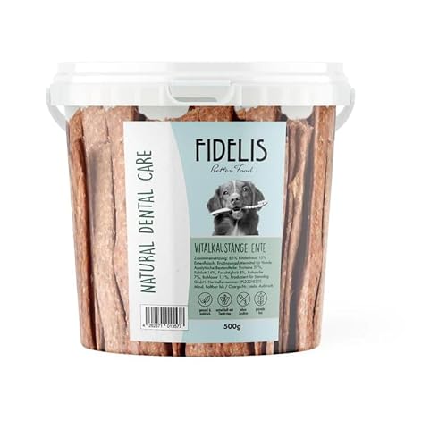 Fidelis - Vitalkaustange Ente - Zahnpflege Snacks für Hunde 500g-Eimer - Luftgetrocknete Leckerlis aus 100% Natürlichen Rohstoffen - Snack zur Zahnhygiene Fidelis - Vitalkaustange Ente - Zahnpflege Snacks für Hunde 500g-Eimer - Luftgetrocknete Leckerlis aus 100% Natürlichen Rohstoffen - Snack zur Zahnhygiene von Fidelis