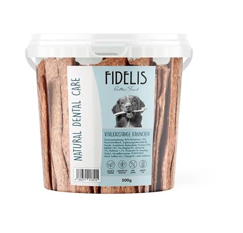Fidelis - Vitalkaustange Kaninchen - Zahnpflege Snacks für Hunde 500g-Eimer - Luftgetrocknete Hunde Leckerlis aus 100% natürlichen Rohstoffen - Hunde Leckerli als Snack zur Zahnhygiene Fidelis - Vitalkaustange Kaninchen - Zahnpflege Snacks für Hunde 500g-Eimer - Luftgetrocknete Hunde Leckerlis aus 100% natürlichen Rohstoffen - Hunde Leckerli als Snack zur Zahnhygiene von Fidelis