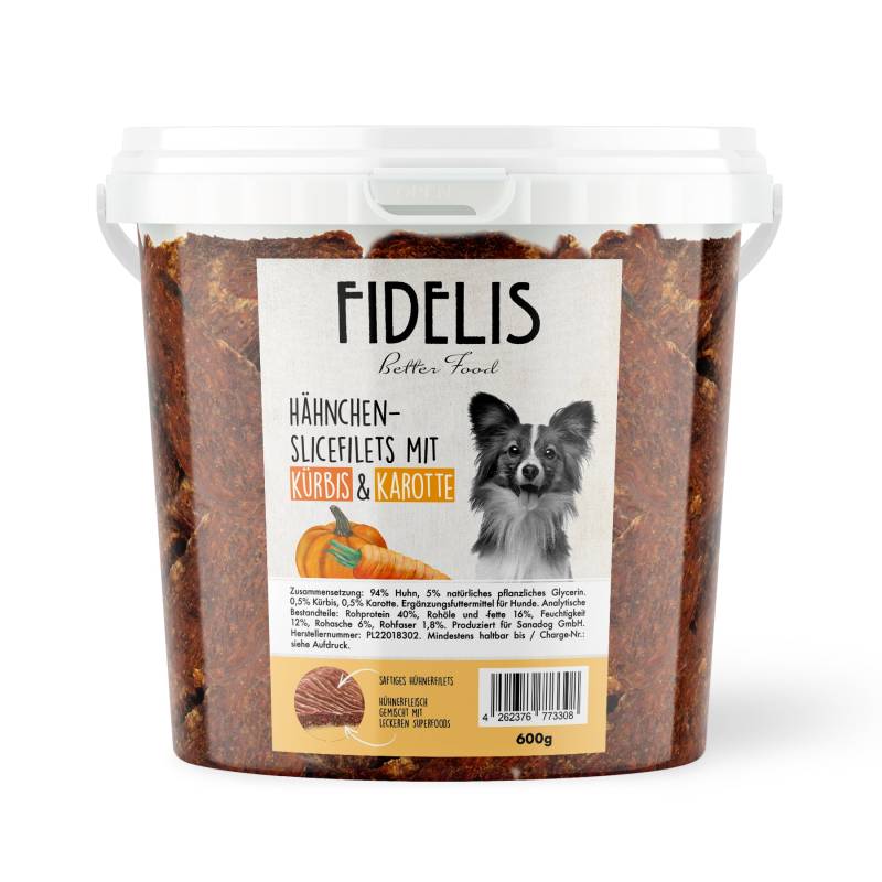 Hähnchen Slice Filet mit Kürbis und Karotte (600g-Eimer) von Fidelis