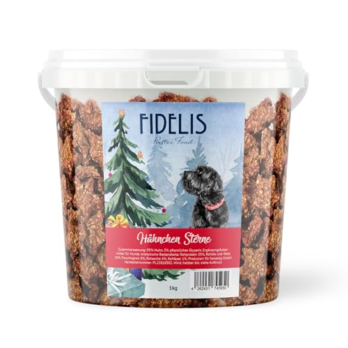 Hähnchen-Weihnachtssterne für Hunde im wiederverschließbarem 1kg-Eimer - Luftgetrocknete Hunde Leckerlis aus 100% natürlichen Rohstoffen - der perfekte Weihnachtssnack für Deinen Hund Hähnchen-Weihnachtssterne für Hunde im wiederverschließbarem 1kg-Eimer - Luftgetrocknete Hunde Leckerlis aus 100% natürlichen Rohstoffen - der perfekte Weihnachtssnack für Deinen Hund von Fidelis