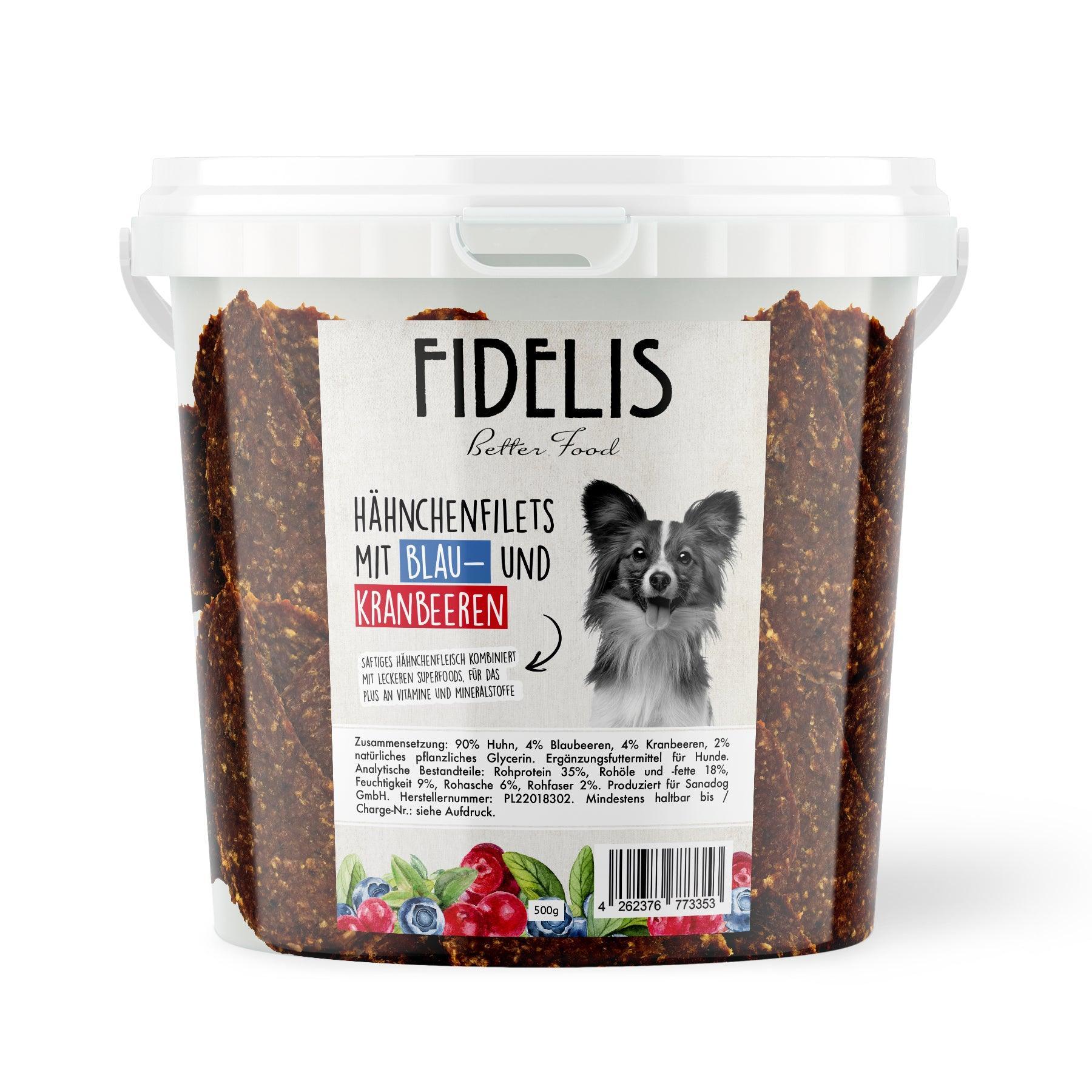 Hähnchenfilets mit Blaubeeren und Kranbeeren (500g-Eimer) von Fidelis