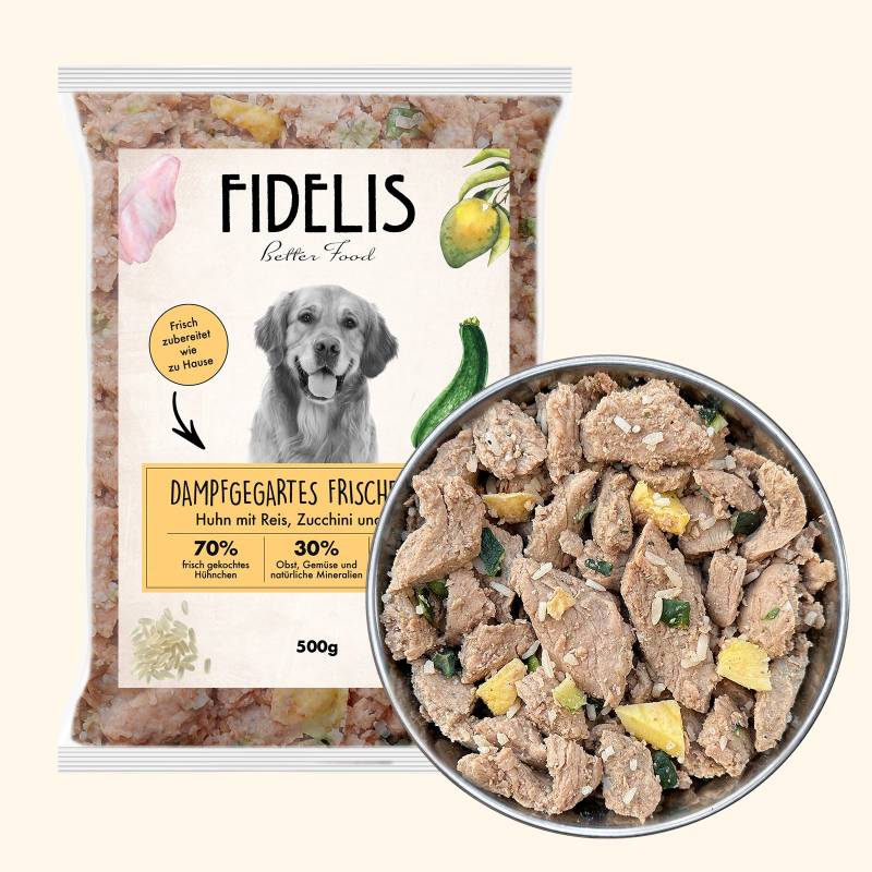 Huhn mit Reis, Zucchini und Mango (500g) gefroren von Fidelis