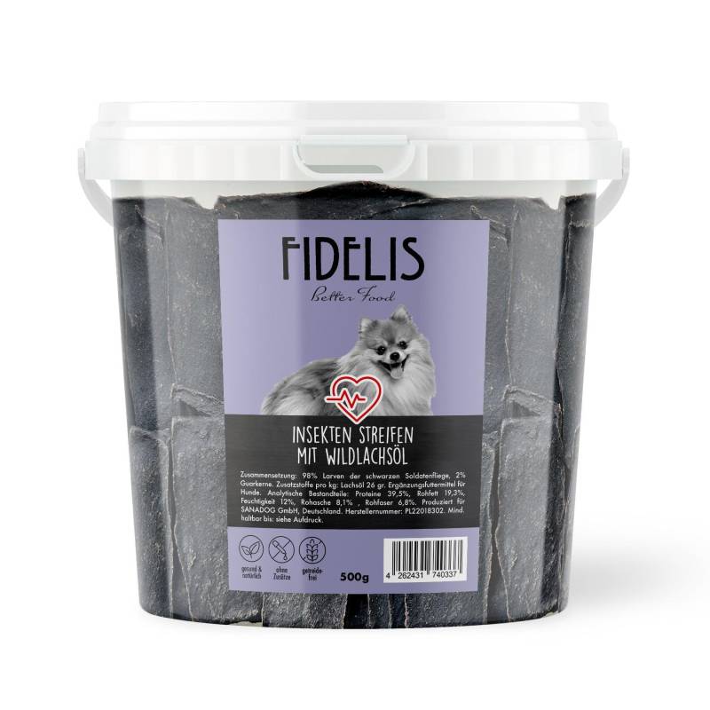 Insekten Streifen mit Wildlachsöl (500g-Eimer) von Fidelis