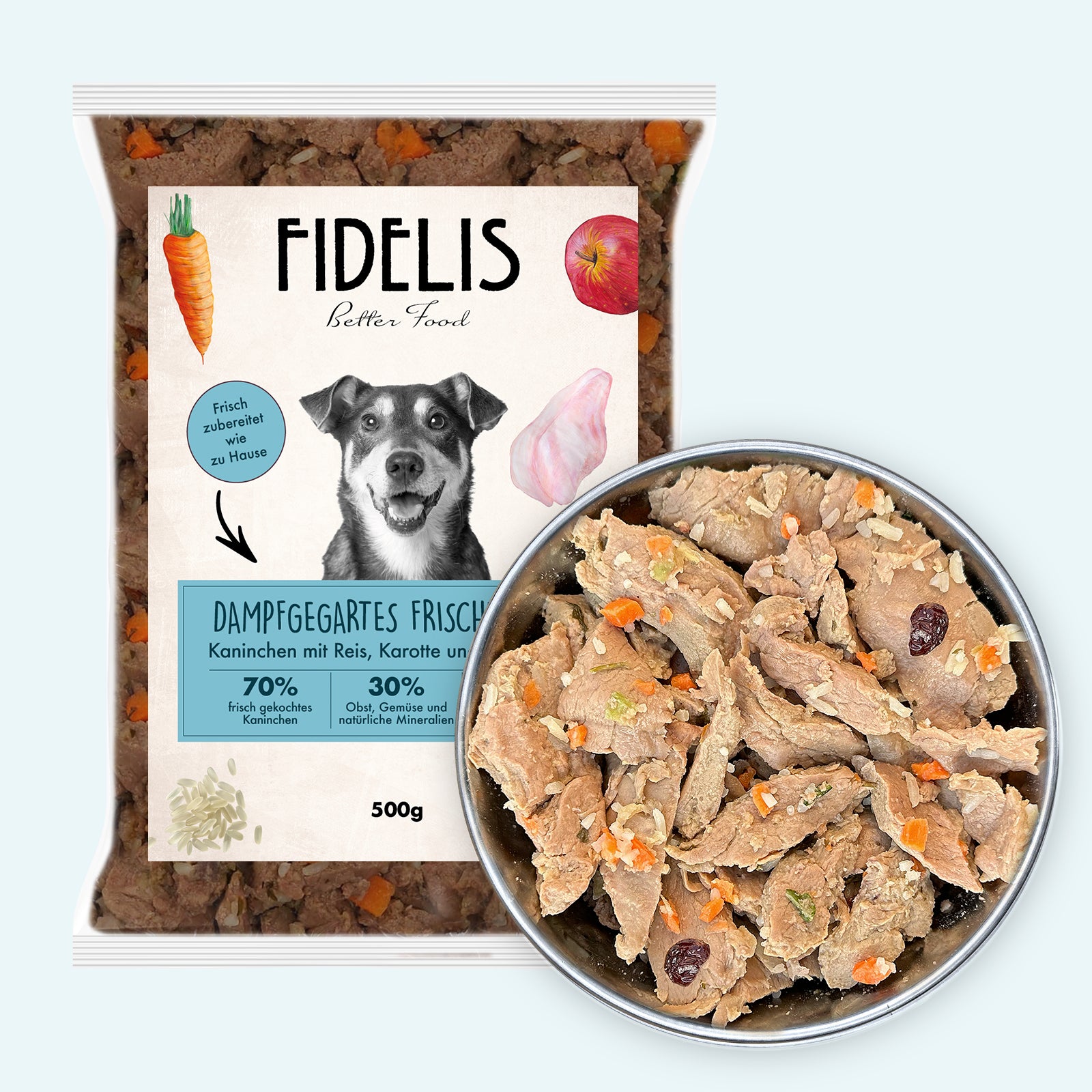 Kaninchen mit Reis, Karotte und Cranberries (500g) gefroren von Fidelis