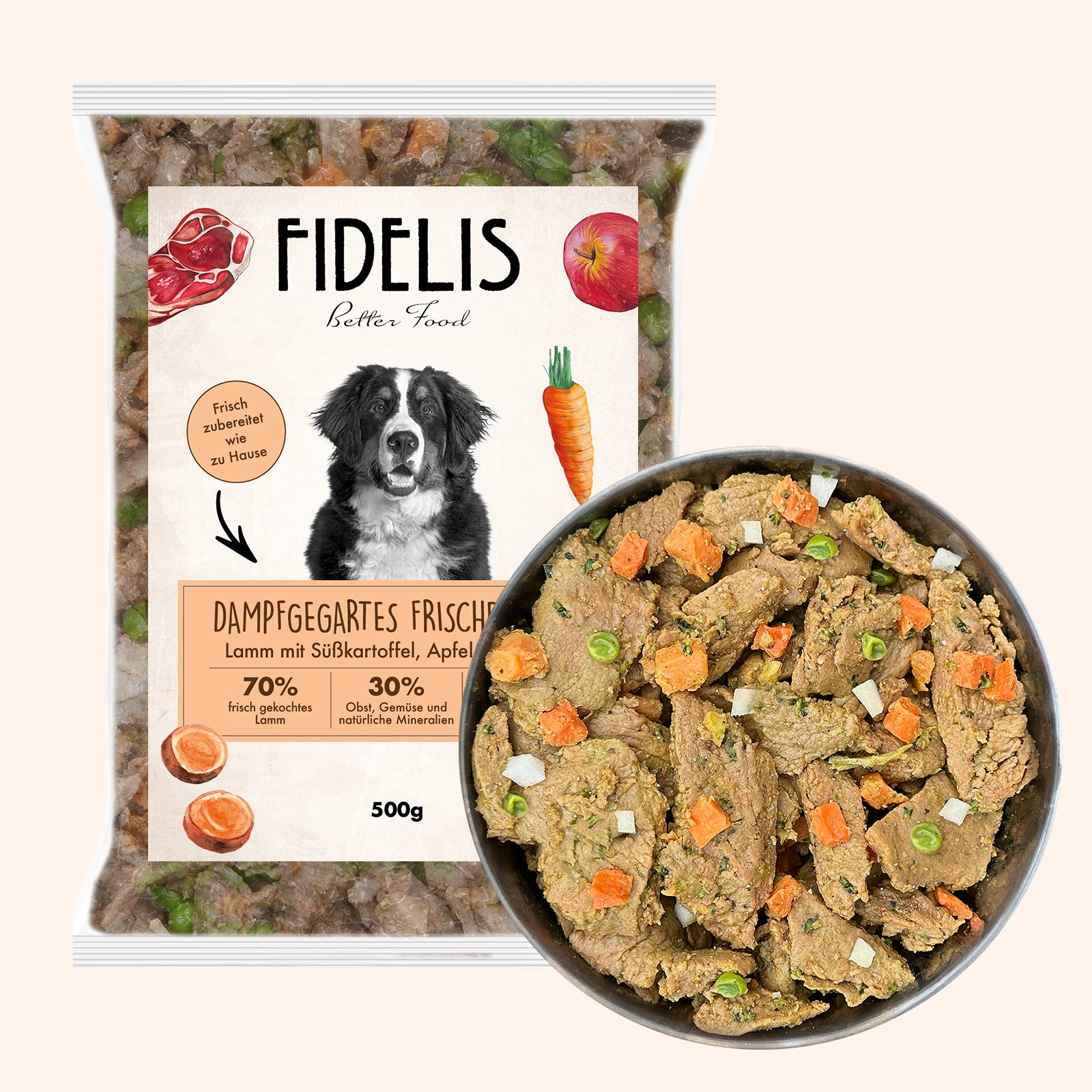 Lamm mit Süßkartoffel, Apfel und Linsen (500g) gefroren von Fidelis