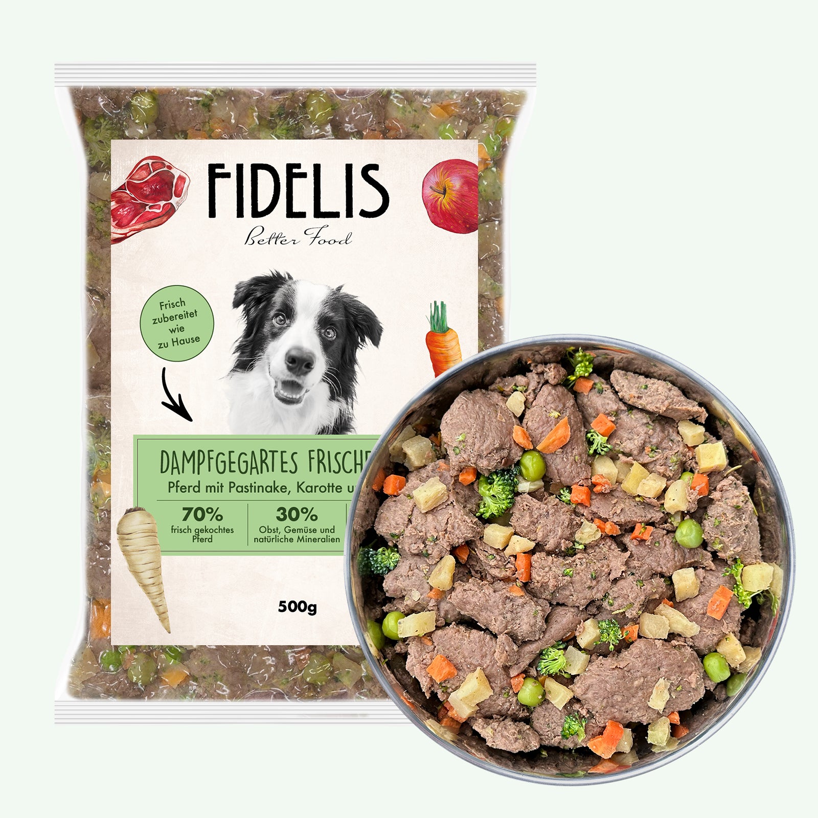 Pferd mit Pastinake, Karotte und Brokkoli (500g) gefroren von Fidelis